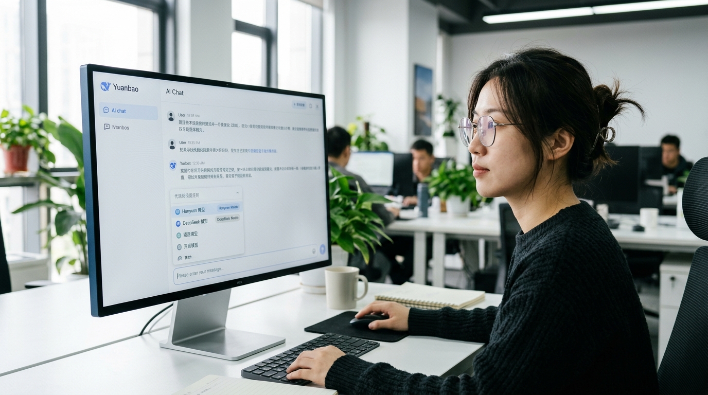 元宝 AI 混元与 DeepSeek 模型切换界面