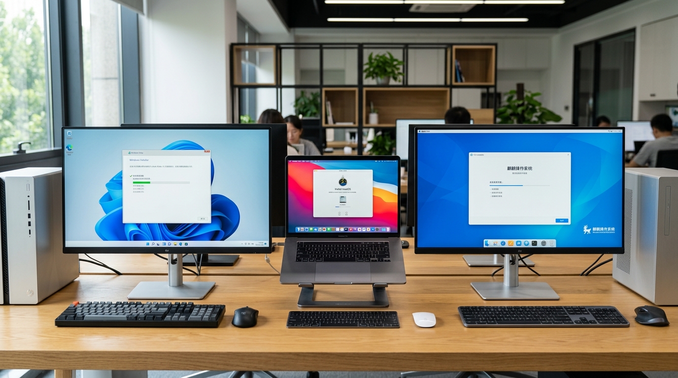 元宝电脑版在 Windows、macOS 和国产系统上的安装界面对比