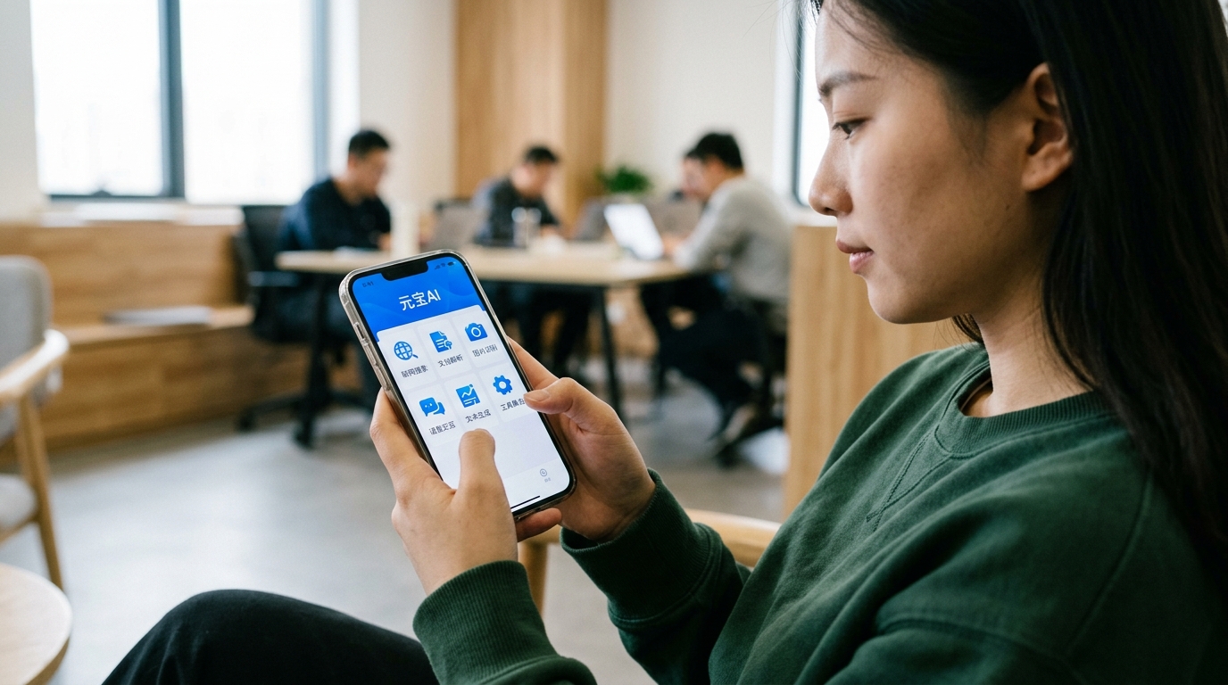 元宝 AI 六项核心功能场景示意图