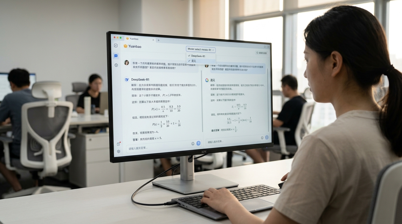 元宝 AI DeepSeek 混元双模型切换对比